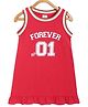 MINI KLUB Cotton Knit Sleeveless Forever No 01 Text Printed Dress - Red