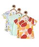 MINI KLUB Cotton Pack Of 3 Half Sleeves Animals & Abstract Printed Jhablas - Coral & Blue