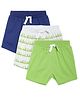 MINI KLUB Pack Of 3 Solid & Grass Printed Shorts - Multi Colour