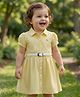 Babyoye Cotton Woven Half Puffed Sleeves Frock With Logo Embroidery - Light Yellow