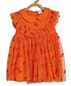 MINI KLUB Knit Sleeveless Dragon Fly Embroidered Frill Detailed Dress - Orange