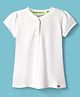 Kookie Kids Knitted Half Sleeves Solid Color Henley Neck T-Shirt - White