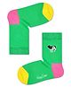 HAPPY SOCKS Organic Cotton Blend Cow Designed Colour Blocked Socks - Green