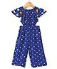 Lil' Drama Viscose Half Sleeves Polka Dots Printed Jumpsuit - Navy Blue