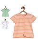 MINI KLUB Cotton Knit Half Sleeves Flamingos Printed & Striped Jhablas - Multi Colour