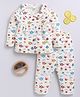 Little Ninja Cotton Knit Full Sleeves Fish Printed Shirt & Pyjama Set - White