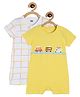 MINI KLUB Cotton Pack Of 2 Half Sleeves Checked & Cars Printed Rompers - Multi Colour