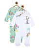 MINI KLUB Cotton Knit Pack Of 2 Full Sleeves Animals Printed Sleep Suits - Multi Colour