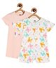MINI KLUB Pack Of 2 Cotton Half Sleeves Floral & Mouse Printed Rompers - Multi Colour