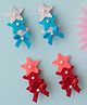 Ribbon candy Set Of 2 Pearls & Glitter Embellished Alligator Clips - White Blue & Red