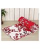 Trance Home Linen Pure Malmal Cotton Multipurpose Baby Dohar - Red White Abstract Leaves