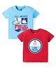 Doodle Poodle 100% Cotton Knit Half Sleeves T-Shirts with Nautical Theme Print Pack of 2 - Red & Light Blue