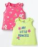 Doodle Poodle 100% Cotton Knit Sleeveless Floral Printed Tops with Bow Applique Pack of 2 - Pink & Limegreen