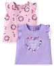 Doodle Poodle 100% Cotton Knit Frill Sleeves Tops with Floral Print Pack of 2 - Pink & Lavender