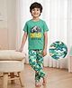 Pine Kids Single Jersey Knit Half Sleeves Night Suit with Animal & Camoflage - Dark Green
