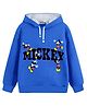 KUCHIPOO Fleece Mickey & Friends Featuring Full Sleeves Mickey Text Printed Hoodie - Blue