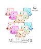 Chirsh New Born Baby Organic Cotton Cloth Nappies With String Classic Cloth Diapers/Nappies Pack Of 10 (0-6 Months) Medium - Multicolor