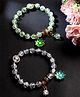 Stol'n Set Of 2 Floral Detailed Crystals Embellished Bracelets - Sea Green & Grey