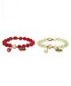 Stol'n Set of 2 Floral Designed Crystal Embellished Bracelets - Yellow & Red