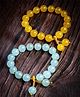 Stol'n Set Of 2 Crystal Charm Embellished Bracelets - Yellow & Sky Blue