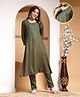 Zelena 100% Rayon Three Fourth Sleeves Mirror Embroidery On Neckline Maternity Feeding Kurta & Pajama Set with Zip Nursing Access - Green