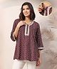 Zelena 100% Rayon Three Fourth Sleeves Bandhani Printed Maternity Zipless Feeding Top With Nursing Access - Maroon