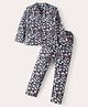 Enfance Core Cotton Woven Full Sleeves Zoo Printed Coordinating Night Suit Set - Grey