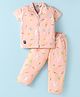 Enfance Core Cotton Woven Half Sleeves Rabbit Printed Coordinating Night Suit Set - Light Peach