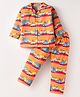 Enfance Core Cotton Woven Full Sleeves Construction Vehicles Printed Coordinating Night Suit Set - Orange