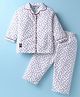 Enfance Core Cotton Woven Full Sleeves Abstract Printed Coordinating Night Suit - White