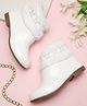Tiny Bugs Butterfly Designed & Fur Detailed Party Wear Boots - White