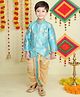 Jeet Ethnics Full Sleeves Floral Foil Printed Kurta With Dhoti Set - Blue
