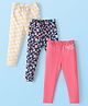 Babyhug Cotton Lycra Knit Full Length Leggings With Polka Dot & Floral Print Pack of 3 - Dark Pink Navy Blue & Yellow