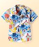 Babyhug Cotton Woven Half Sleeves Shirt With Beach Theme Print - Multicolour
