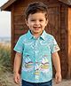 Babyhug Cotton Woven Half Sleeves Shirt With Ship Print - Blue