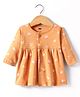 Simply Interlock Full Sleeves Front Open Frock with Teddy Print - Orange