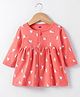 Simply Interlock Full Sleeves Front Open Frock with Horse Print - Coral