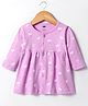 Simply Interlock Full Sleeves Front Open Frock with Bear Print - Lavender