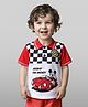 Babyhug Disney Single Jersey Knit Half Sleeve Collar  T-Shirt With Front & Back Mickey Mouse Graphics - Red & White