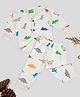 Tiny Bugs Cotton Full Sleeves Dinosaur Printed Coordinating Thermal Wear Set - White