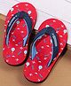 Cute Walk by Babyhug Flip Flops With Aeroplane Print - Red
