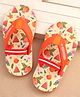 Cute Walk by Babyhug Floral & Fruits Printed Flip Flops With Backstrap - Orange