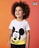 Babyhug Disney Single Jersey Knit Half Sleeves T-Shirt with Mickey Mouse Graphic & Ombre Effect - White