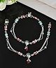VALLEY OF JEWELLERY -  Traditional Stone Studded Mutli Color Designer Anklet - Silver
