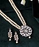 VALLEY OF JEWELLERY - Gold Plated Kundan Studded Pearl Long Necklace And Earrings Set - Gold