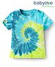 Babyoye 100% Cotton Knit Half Sleeves T-Shirt With Tie Dye Pattern -Light Blue & Limegreen