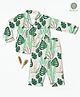 Cocoon Care 100% Bamboo Cotton Muslin Full Sleeves Leaves Printed Coordinating Night Suit Set - Green