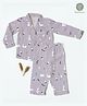 Cocoon Care 100% Bamboo Cotton Muslin Full Sleeves Rabbit Printed Coordinating Night Suit Set - Grey Melange