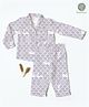Cocoon Care 100% Bamboo Cotton Muslin Full Sleeves Rabbit Printed Coordinating Night Suit Set - Grey