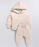 Cot & Candy Organic Cotton Full Sleeves Solid Hoodie & Joggers Set - Beige